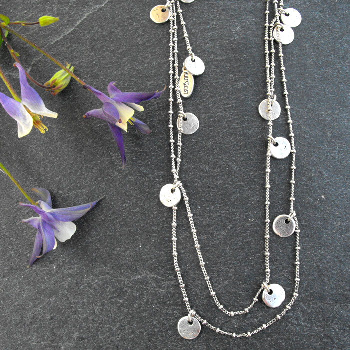 Hultquist Classic Silver Plated Coin Tie Long Lariat Necklace