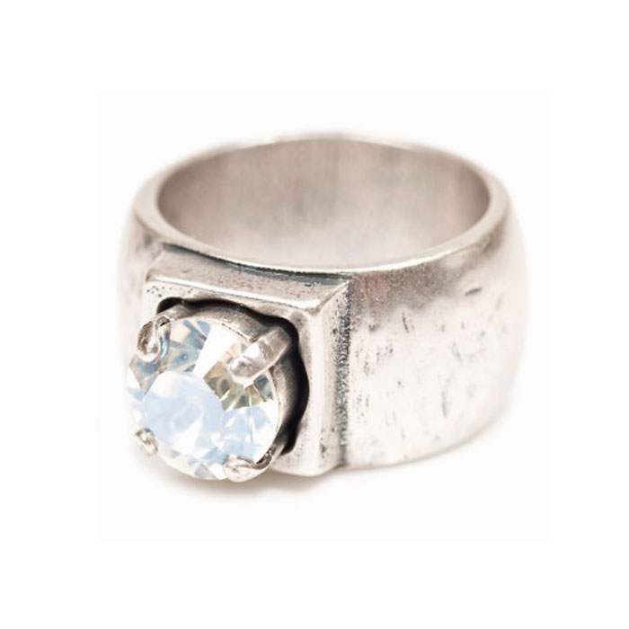 Danon Chunky Silver Ring With Single Large Crystal Danon Chunky Silver Ring With Single Large Crystal