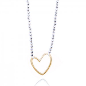 Joma jewellery lila silver necklace gold outline heart
