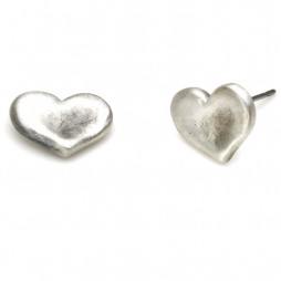 Danon Silver Chunky Heart Stud Earrings