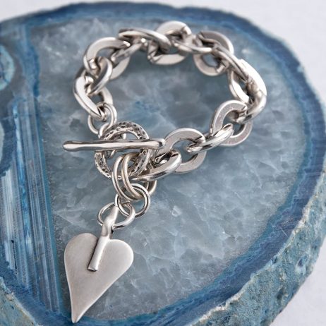 Danon Chunky Silver Single Heart Bracelet