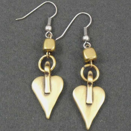Danon Bronze Heart and Cube Earrings