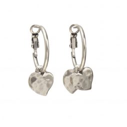 Danon Double Mini Heart Hoop Silver Earrings