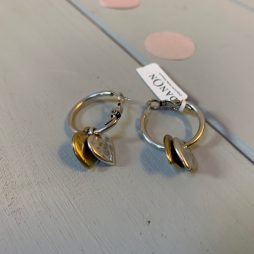 Danon Double Mini Heart Hoop Silver & Gold Earrings