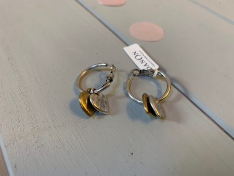 Danon Double Mini Heart Hoop Silver & Gold Earrings