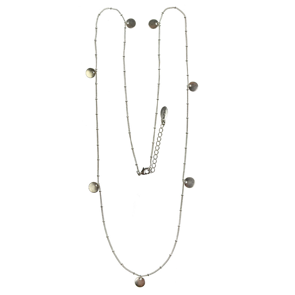 Hultquist Classic Silver Plated Coin Tie Long Lariat Necklace