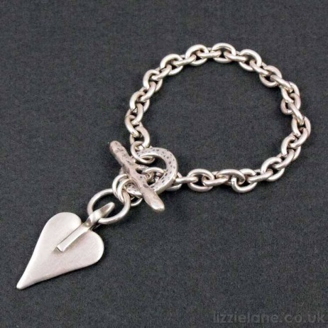 Danon Silver Single Chain Bracelet With Heart