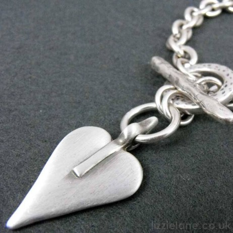 Danon Silver Single Chain Bracelet With Heart