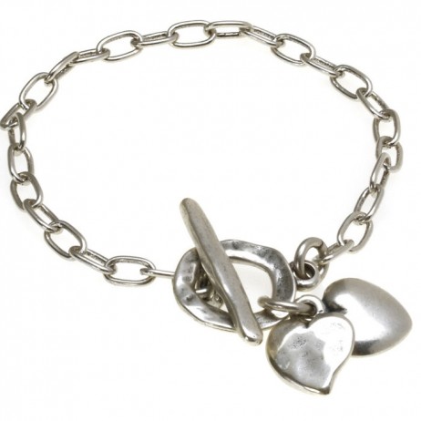 Danon Silver Mini Double Heart Bracelet