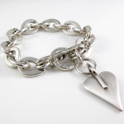 Danon Chunky Silver Single Heart Bracelet