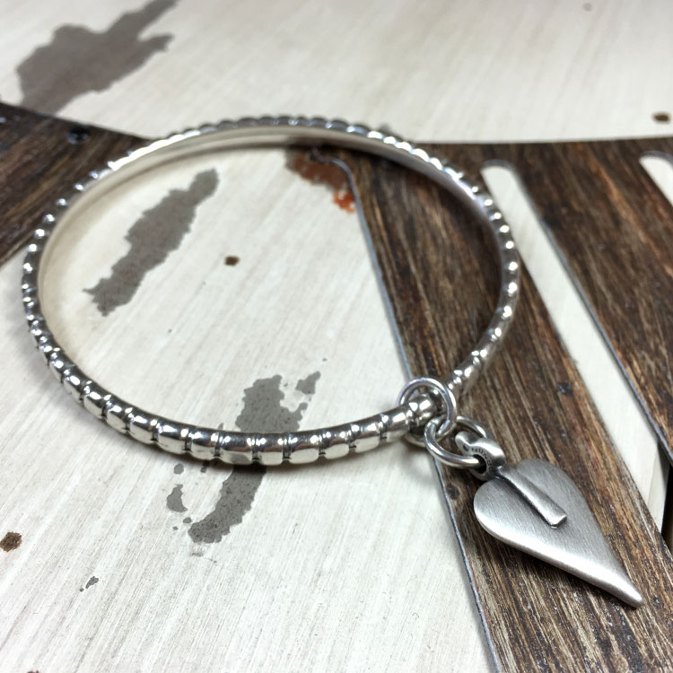 Danon Jewellery - Danon Silver Cube Signature Heart Bangle