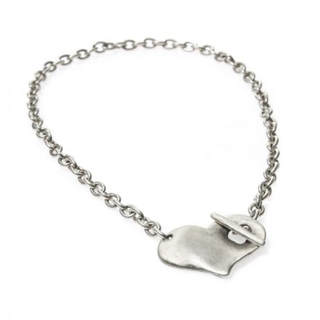 Danon Silver Necklace With Large Chunky Heart Pendant