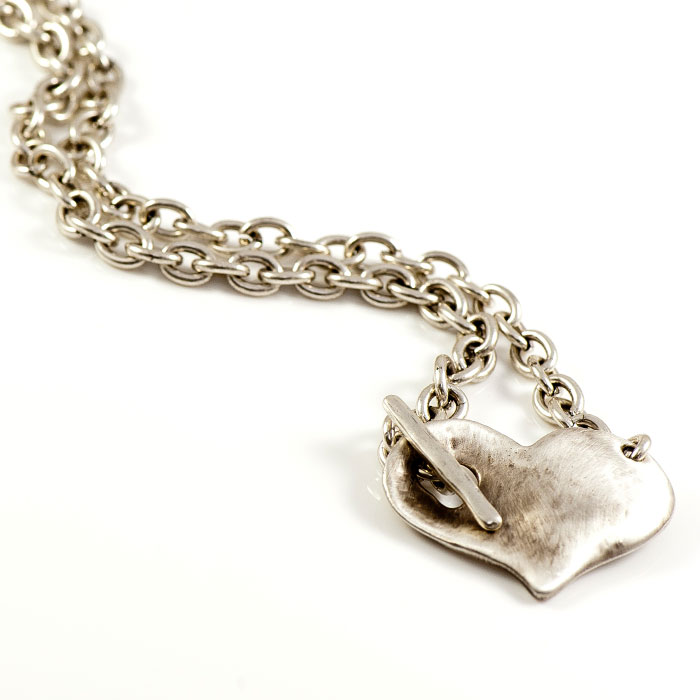 Danon Silver Necklace With Large Chunky Heart Pendant