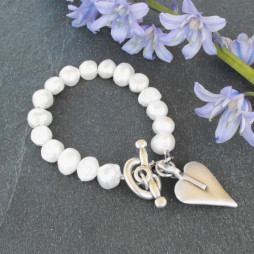 Danon Freshwater Pearl Bracelet With Silver Heart Charm *