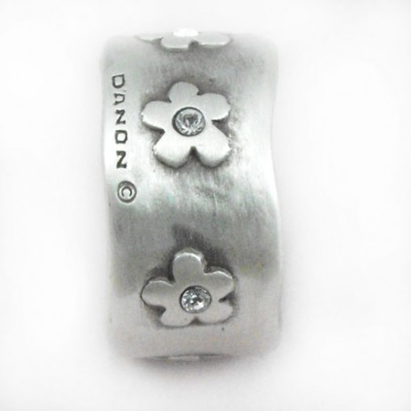 Danon Chunky Silver Daisy Flower Ring With Swarovski Crystals