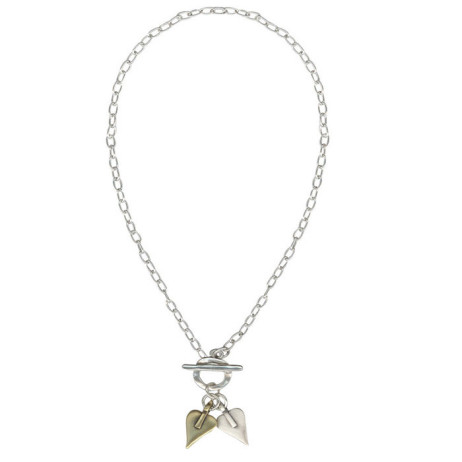Danon Silver And Bronze Signature Heart Necklace