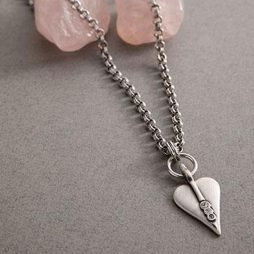 Danon Silver Necklace With Swarovski Crystals Heart Pendant