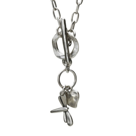 Danon Necklace With Silver Dragonfly and Heart Charm *