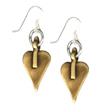 Danon Bronze Signature Heart Drop Earrings on Silver Hook
