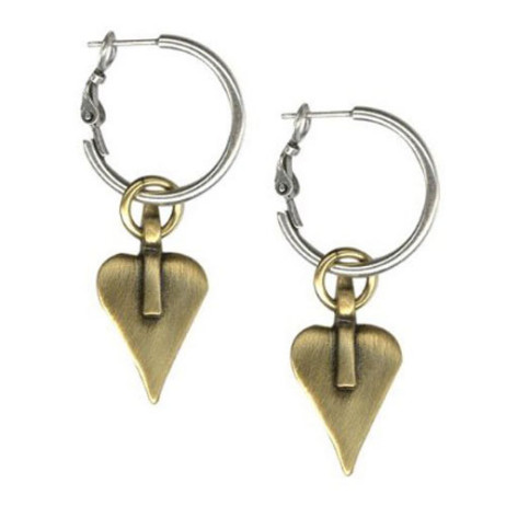 Danon Jewellery Gold Heart Silver Hoop Earrings