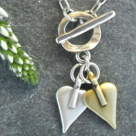 Danon Silver And Bronze Signature Heart Necklace