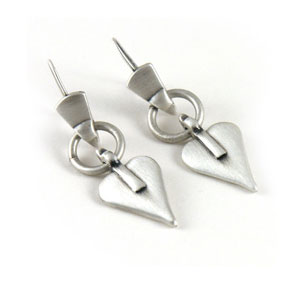 Danon Jewellery Danon Silver Signature Heart Shaped Drop Earrings