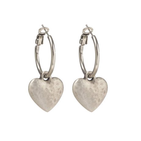 Danon Jewellery Silver Chunky Heart Hoop Earrings