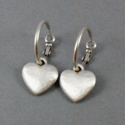 Danon Jewellery Silver Chunky Heart Hoop Earrings