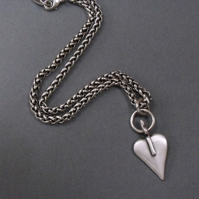 Danon Jewellery - Silver Signature Heart on Thick Foxtail Chain Necklace