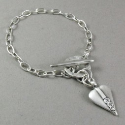 Danon Swarovski Crystal Silver Signature Heart Bracelet
