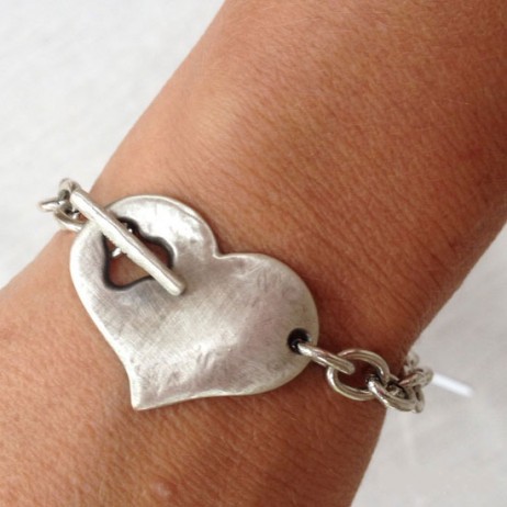 Danon Jewellery Silver Bracelet with Large Chunky Heart