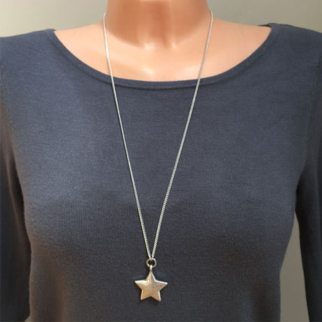 Hultquist Jewellery Long Silver Star Pendant Necklace