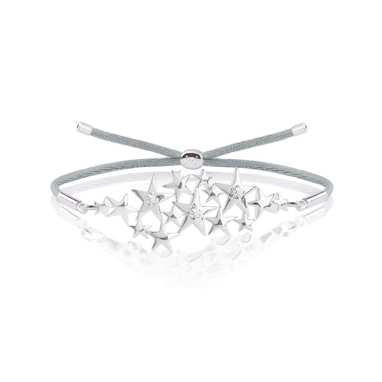 Joma Jewellery Astrid Crystal Scattered Star Silver Friendship Bracelet