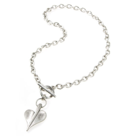 Danon Jewellery Silver Leaf of Love T-Bar Necklace