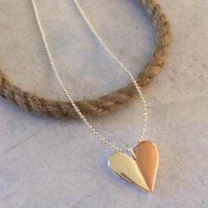 Joma Jewellery VALENTINA Silver and Rose Gold Heart Necklace