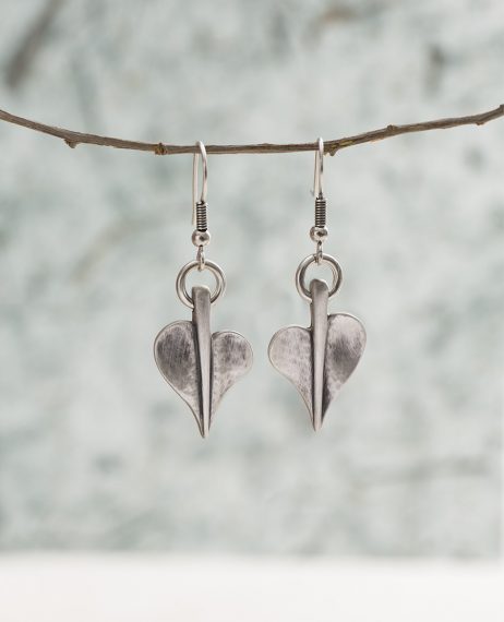 Danon Jewellery Mini Leaf of Love Drop Silver Earrings *