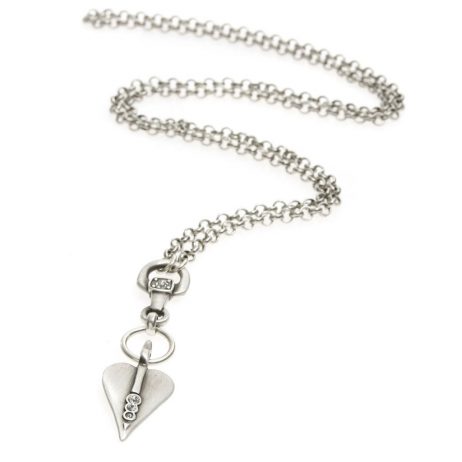 Danon Jewellery Signature Heart Crystal Long Silver Necklace