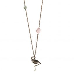 Hultquist Jewellery Flamingo Long Rose Gold Necklace with Freshwater Pearl and Rose Bead