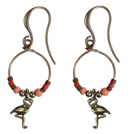 Hultquist Jewellery Flamingo Rose Gold Hoop Earrings with Japanese Coral