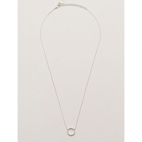 Estella Bartlett Pave Set Circle CZ Necklace Silver Plated