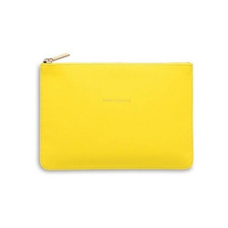 Personalised Estella Bartlett Yellow Medium Pouch Happy Thoughts