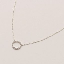 Estella Bartlett Pave Set Circle CZ Necklace Silver Plated