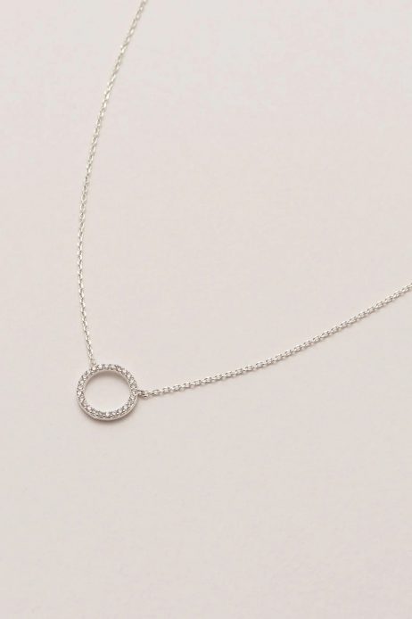 Estella Bartlett Pave Set Circle CZ Necklace Silver Plated