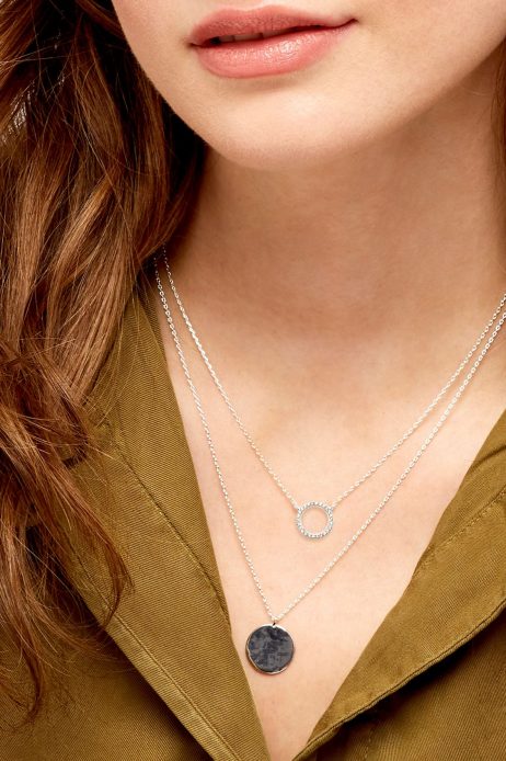 Estella Bartlett Pave Set Circle CZ Necklace Silver Plated