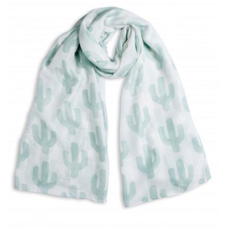 Katie Loxton Can't Touch This Cactus Scarf White and Green *