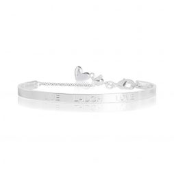 Joma Jewellery Life's a Charm Live Love Laugh Engraved Silver Bangle 2761