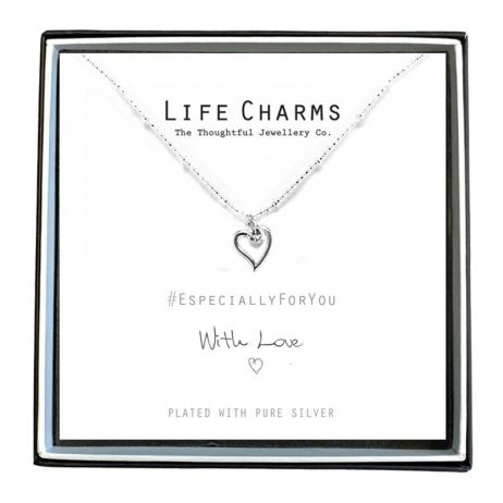 Life Charms Especially For You Heart and Crystal Necklace