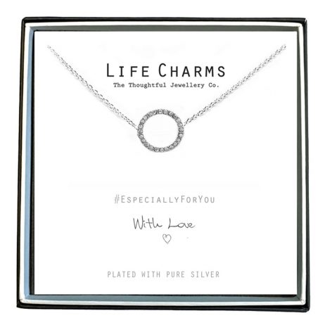 Life Charms Especially For You Crystal Circle Silver Necklace