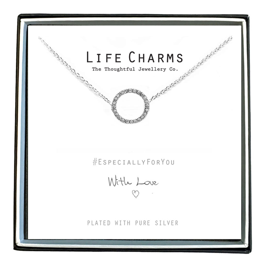 Life Charms Especially For You Crystal Circle Silver Necklace ...