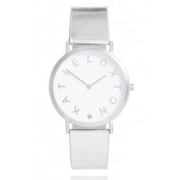 Katie Loxton Silver Plated Luna Watch Metallic Leather Strap KLW008 *